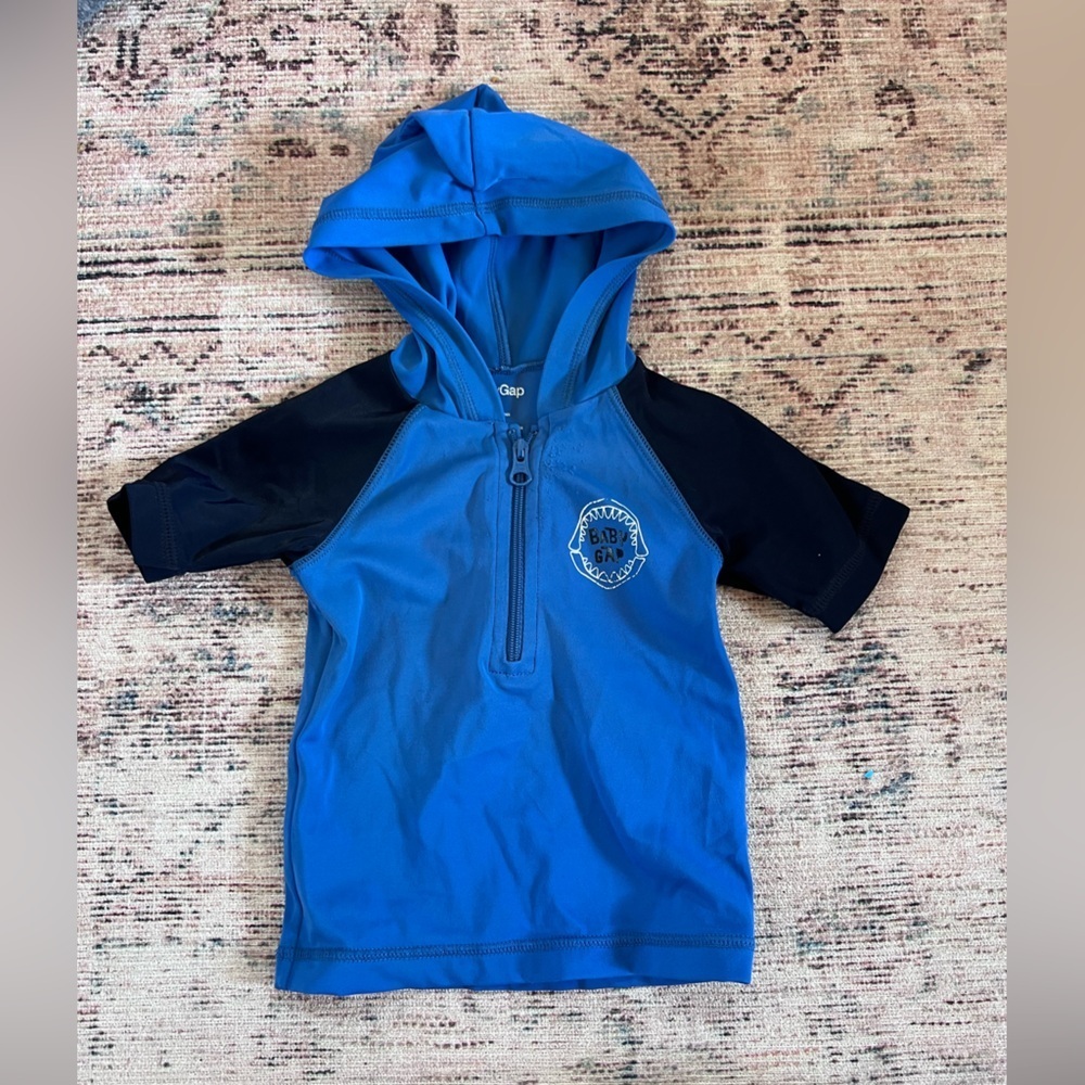 GAP baby Kids Blue Swim Rashguard hooded shark